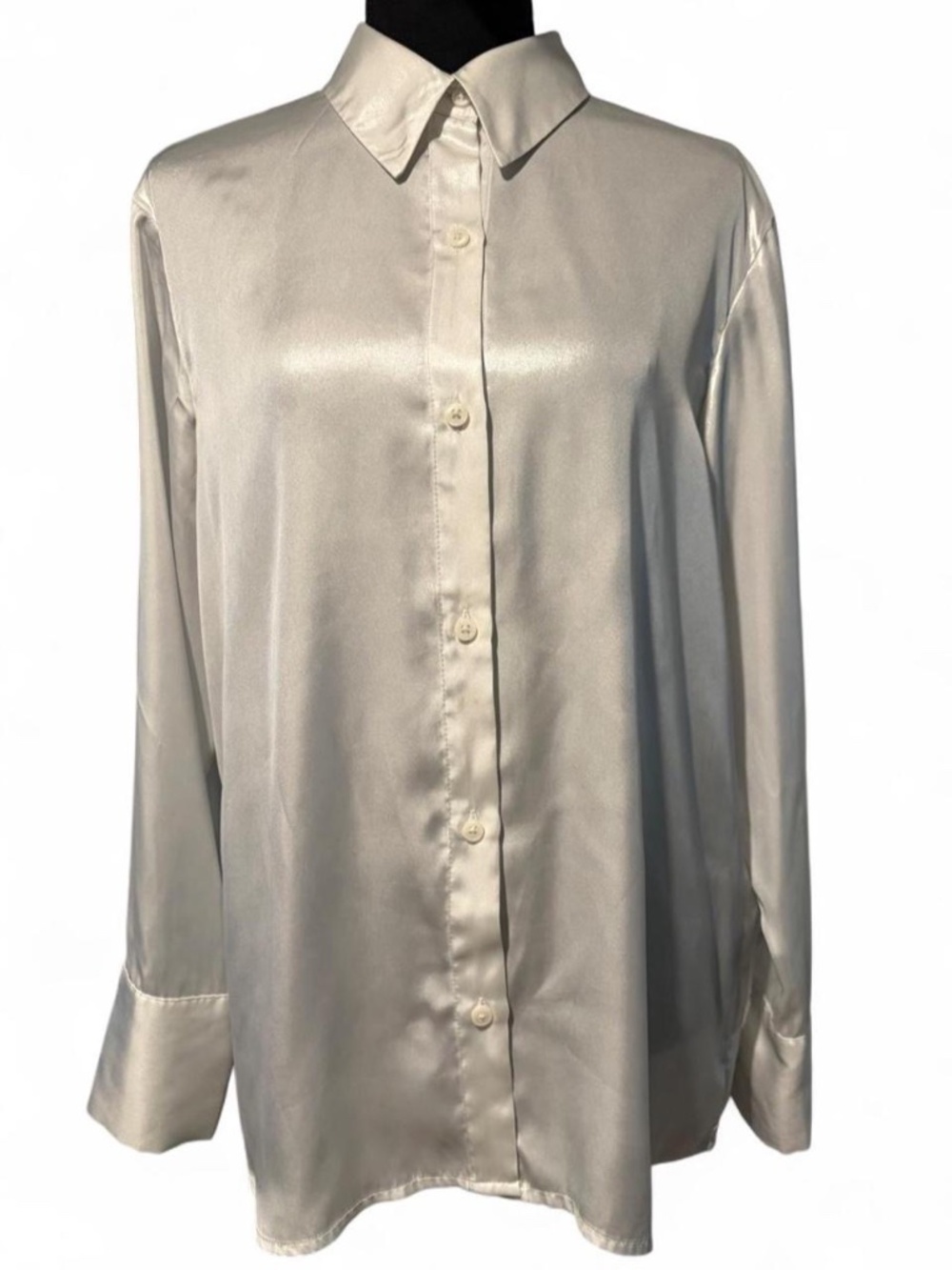 Shimmering Metallic Shirt Silver-colored Size XS